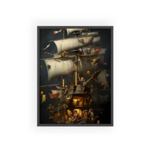Pirate Ship Under Sail Framed Poster