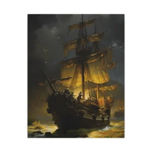 Pirate Ship with Yellow Sails Canvas Print
