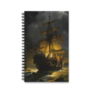 Pirate Ship with Yellow Sails Spiral Notebook