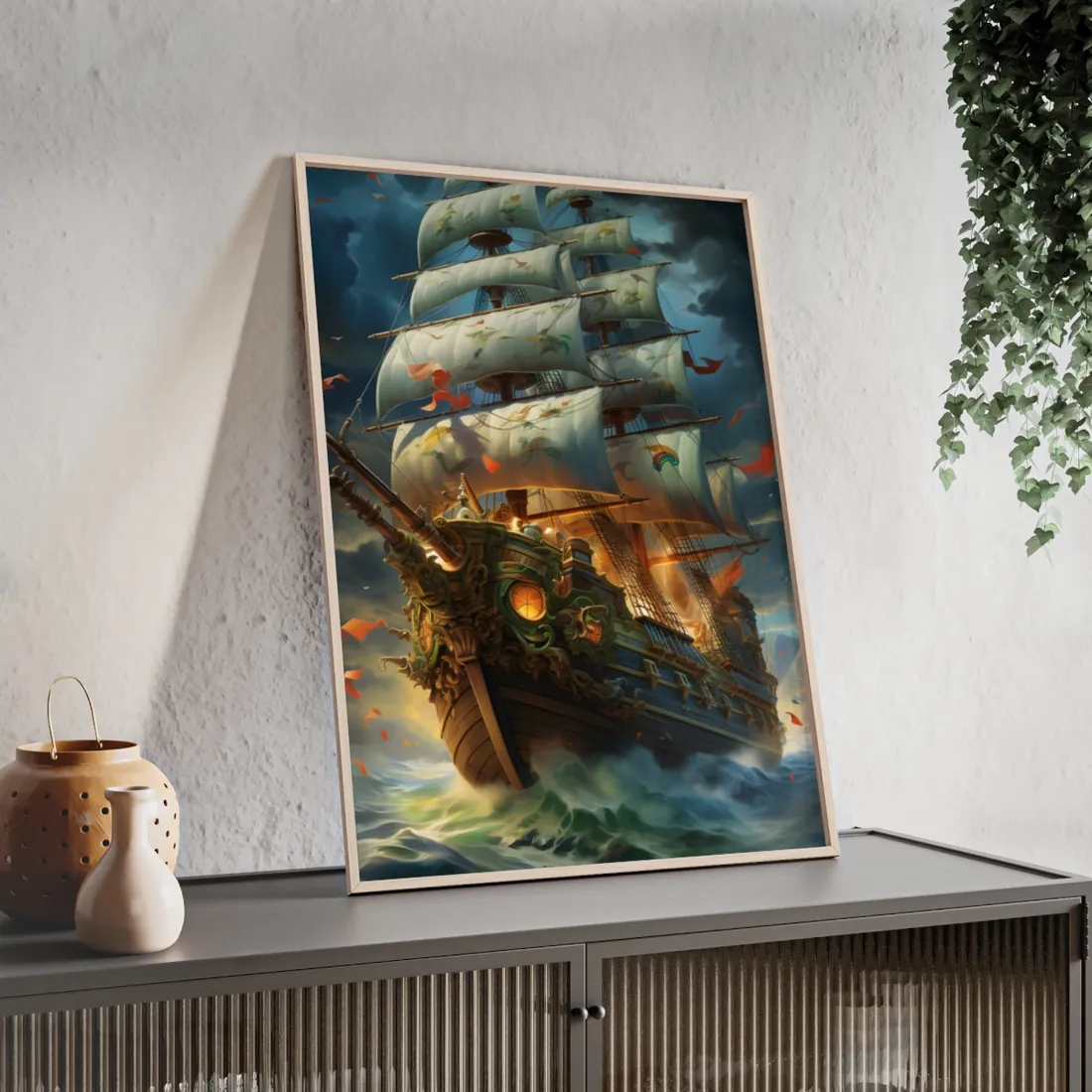 Time-Traveling Sailors: Pirate Crew Adventure - Framed Poster