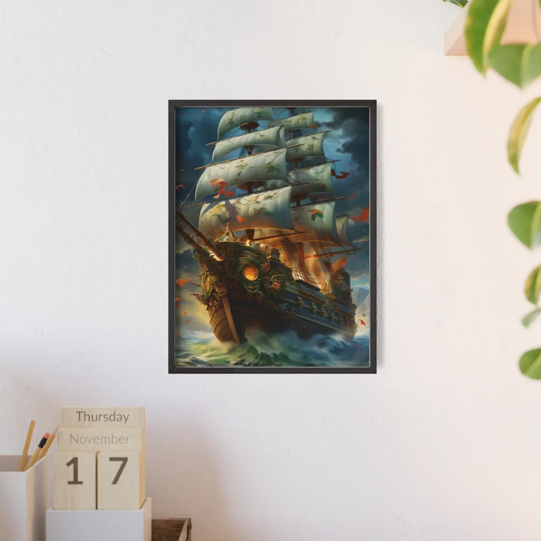Time-Traveling Sailors: Pirate Crew Adventure - Framed Poster