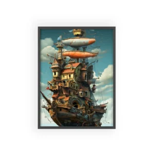 Floating Cottage Airship Framed Poster