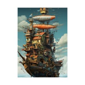 Floating Cottage Airship Poster