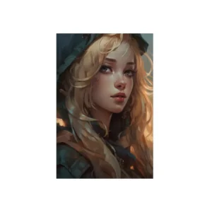 Hooded Blonde Portrait Metal Poster