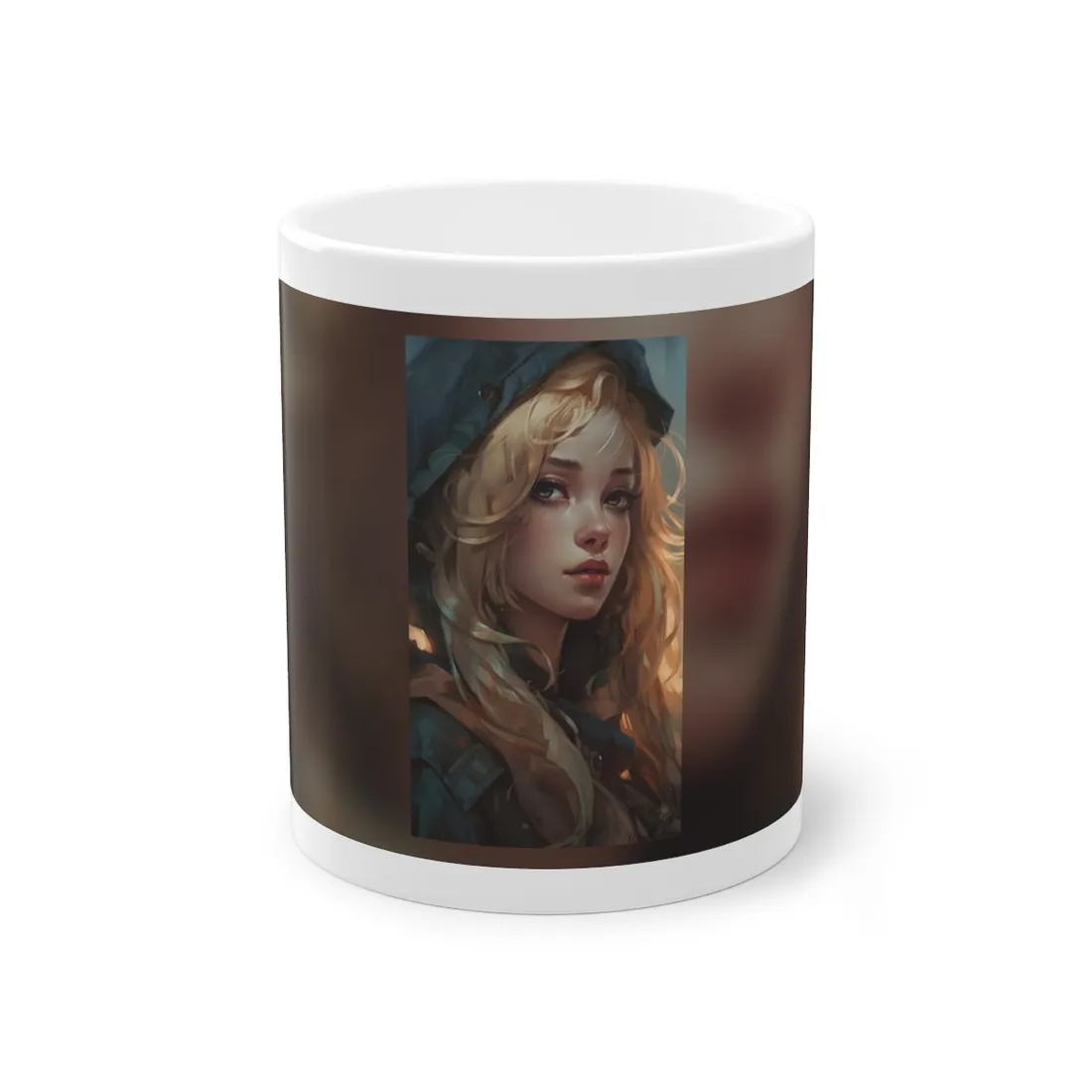 Timeless Blonde Portrait: Elegant Woman in White Background - Mug