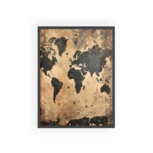 Distressed World Map Framed Poster