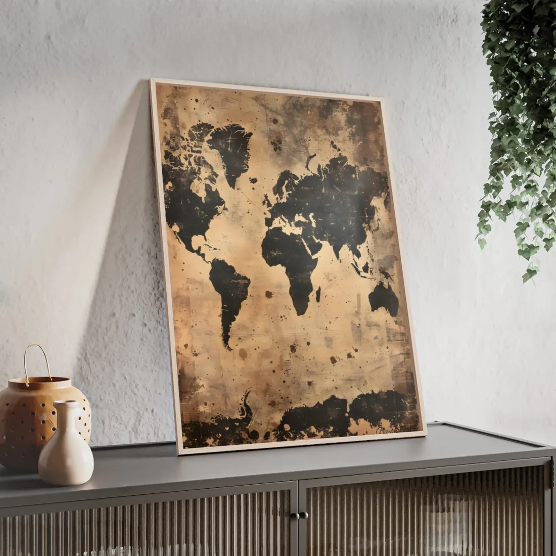 Timeless World Map: Elegant - Framed Poster