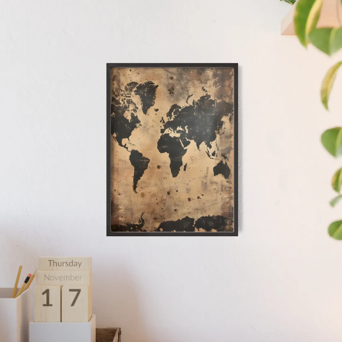 Timeless World Map: Elegant - Framed Poster