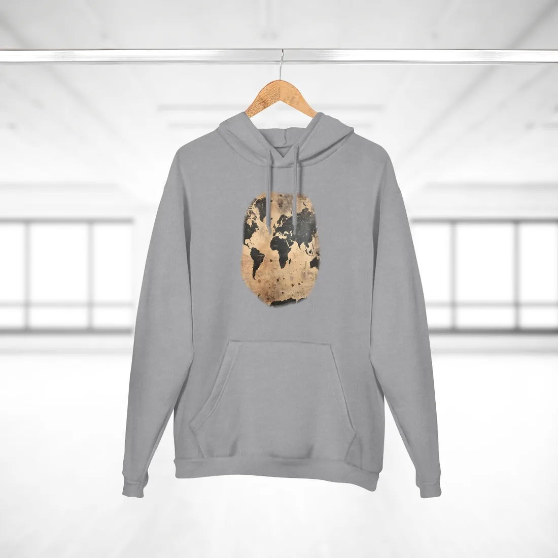 Timeless World Map: Elegant - Hoodie (Heather Grey)