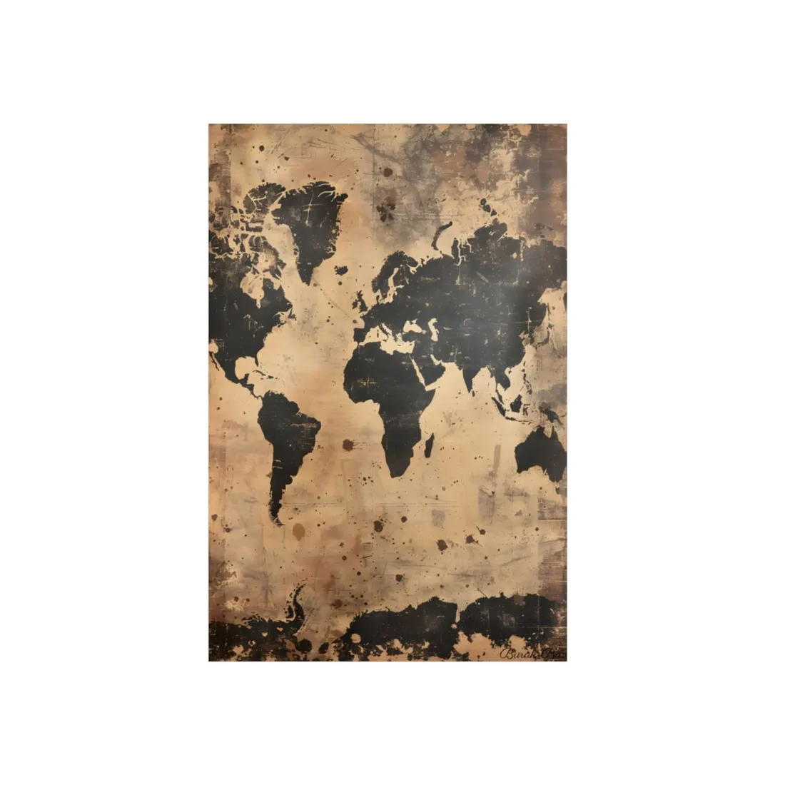 Timeless World Map: Elegant - Metal Poster
