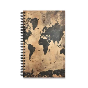 Distressed World Map Spiral Notebook
