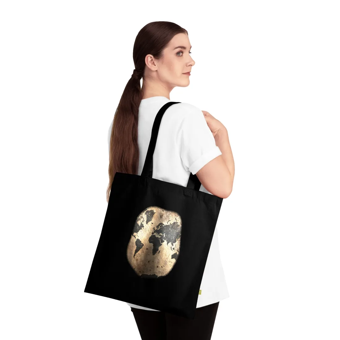 Timeless World Map: Elegant - Tote Bag (Black)