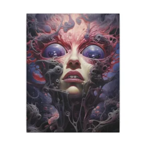 Surreal Face with Purple Eyes Canvas Print