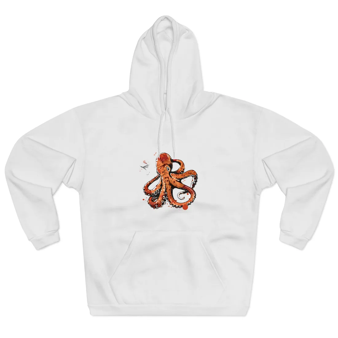 Traditional Japanese Octopus Art: Ukiyo-e Style Mural - Hoodie (White)
