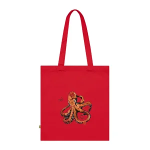 Orange Octopus Ink Painting Tote Bag