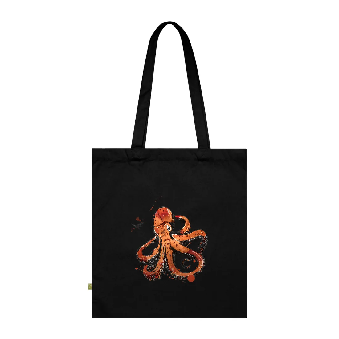 Traditional Japanese Octopus Art: Ukiyo-e Style Mural - Tote Bag (Black)