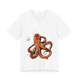Orange Octopus Ink Painting T-Shirt