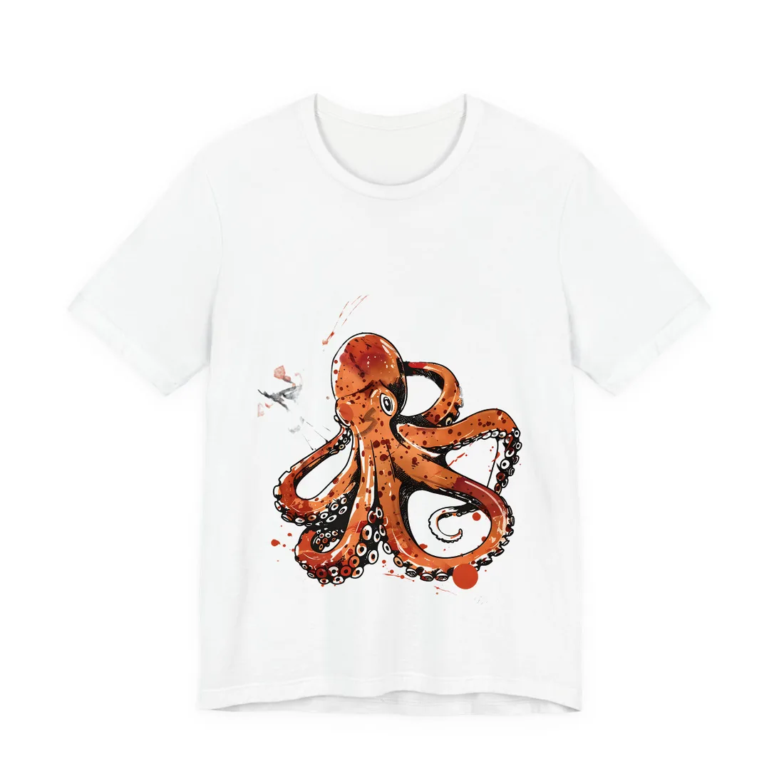Traditional Japanese Octopus Art: Ukiyo-e Style Mural - T-Shirt (White)