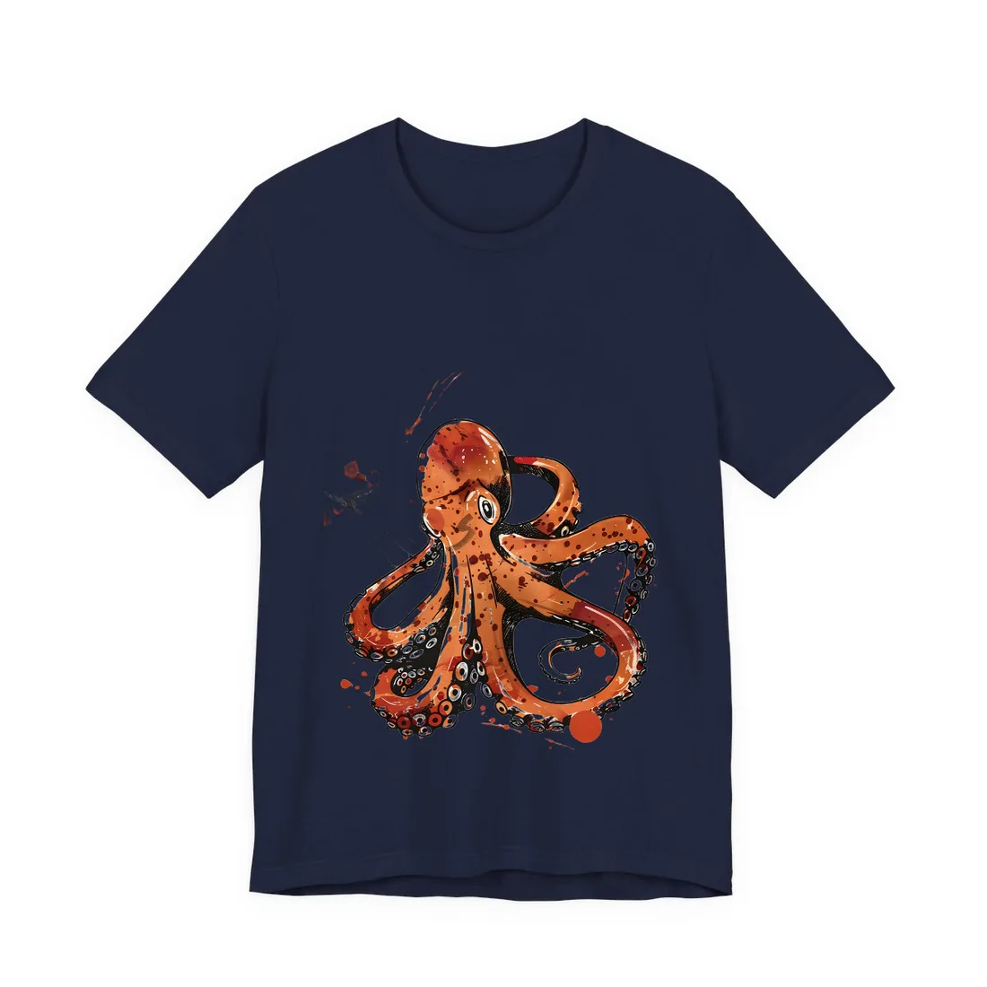 Traditional Japanese Octopus Art: Ukiyo-e Style Mural - T-Shirt (Navy)