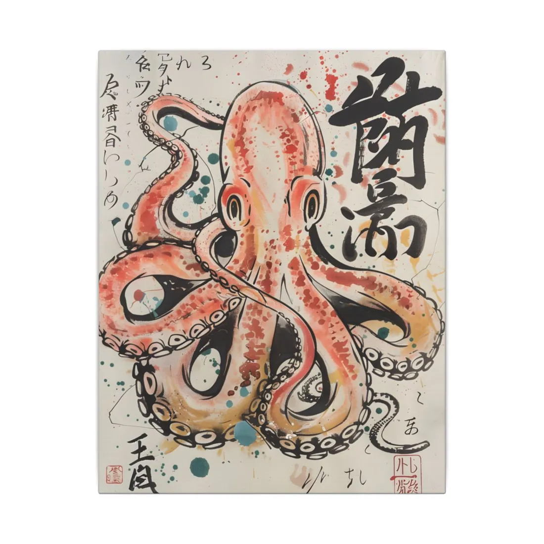 Traditional Japanese Octopus Artwork: Ukiyo-e Print - Canvas