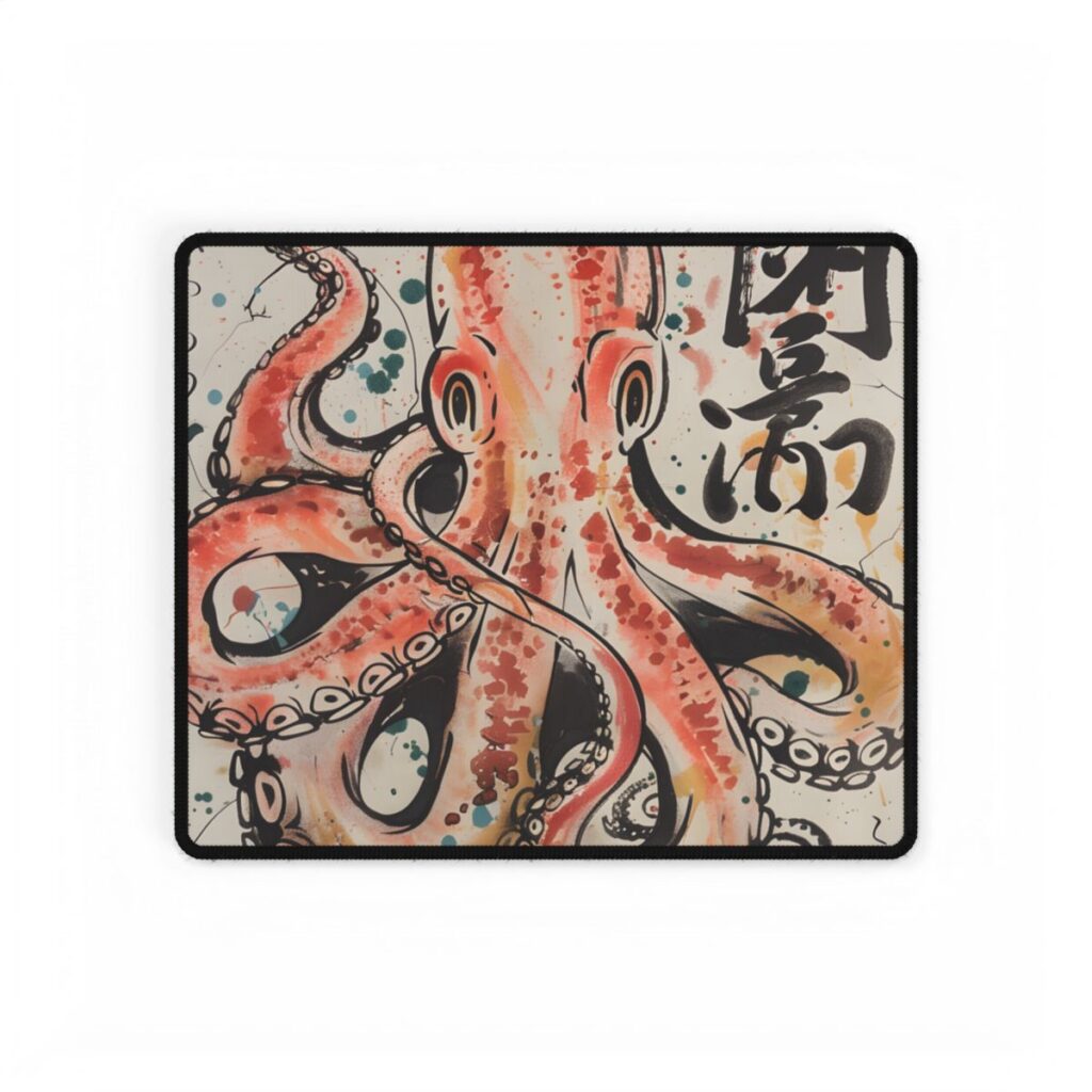 Traditional Japanese Octopus Artwork: Ukiyo-e Print - Desk Mat