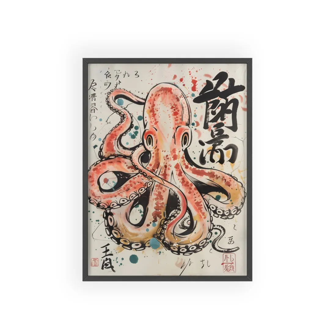 Traditional Japanese Octopus Artwork: Ukiyo-e Print - Framed Poster