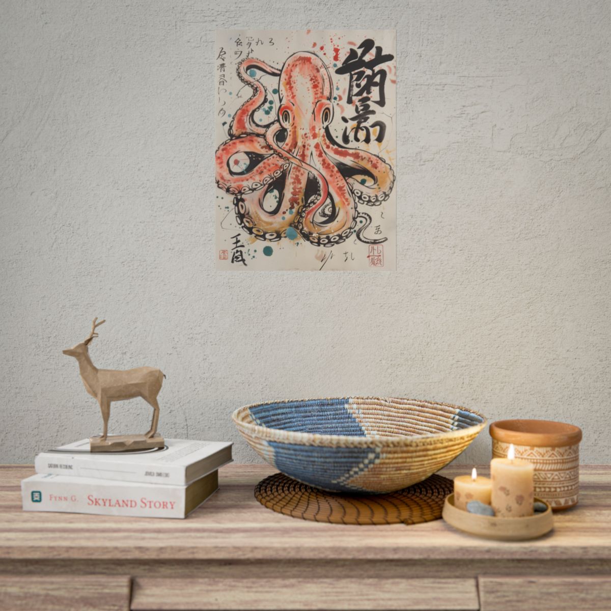 Traditional Japanese Octopus Artwork: Ukiyo-e Print - Poster