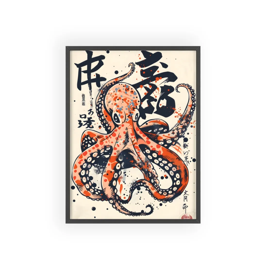 Traditional Octopus: Ukiyo-E Style Japanese Art - Framed Poster