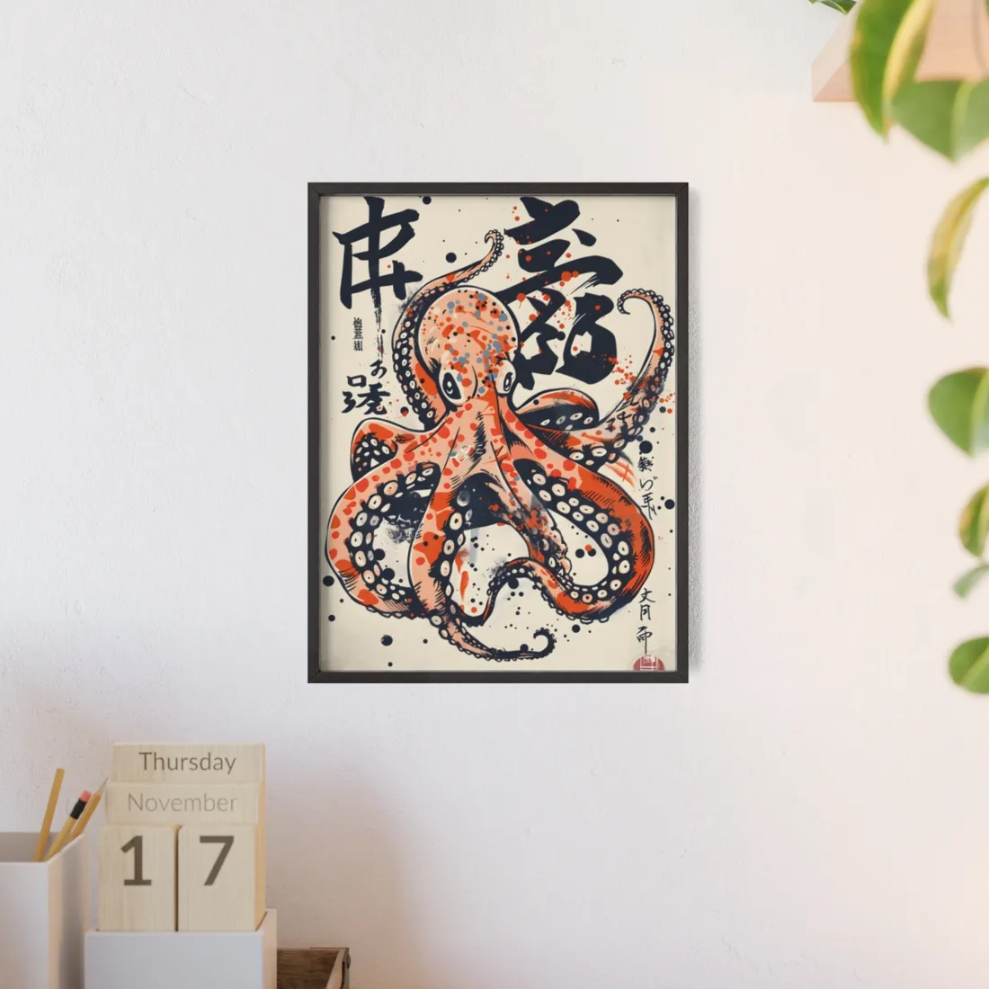 Traditional Octopus: Ukiyo-E Style Japanese Art - Framed Poster