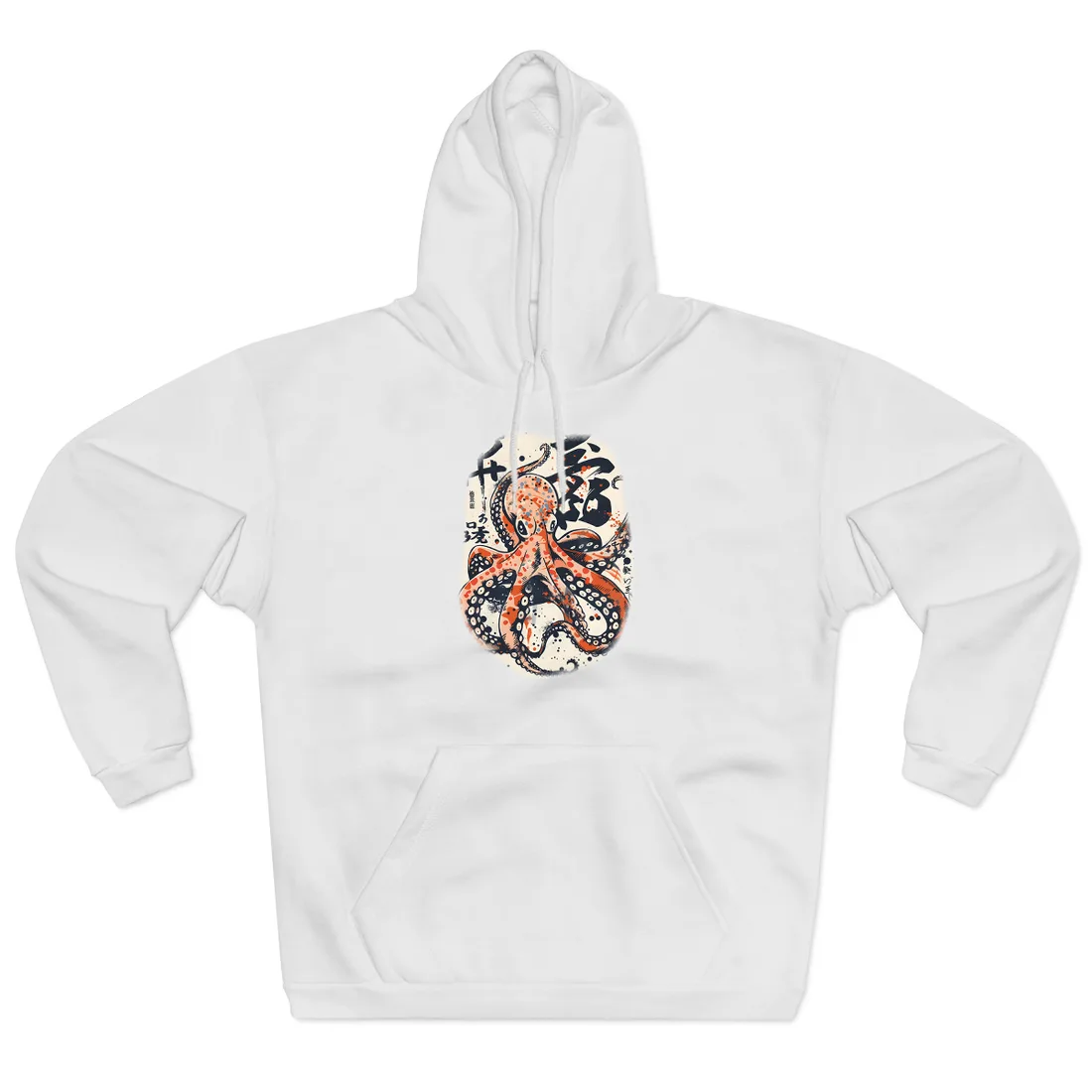 Traditional Octopus: Ukiyo-E Style Japanese Art - Hoodie (White)