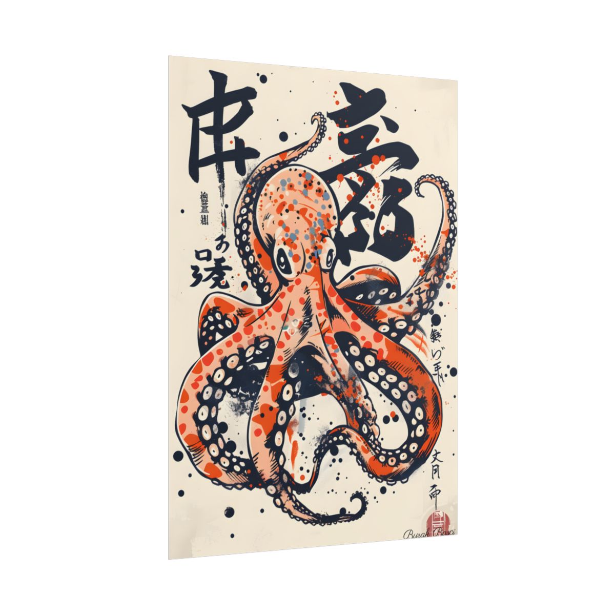 Traditional Octopus: Ukiyo-E Style Japanese Art Illustration - Poster