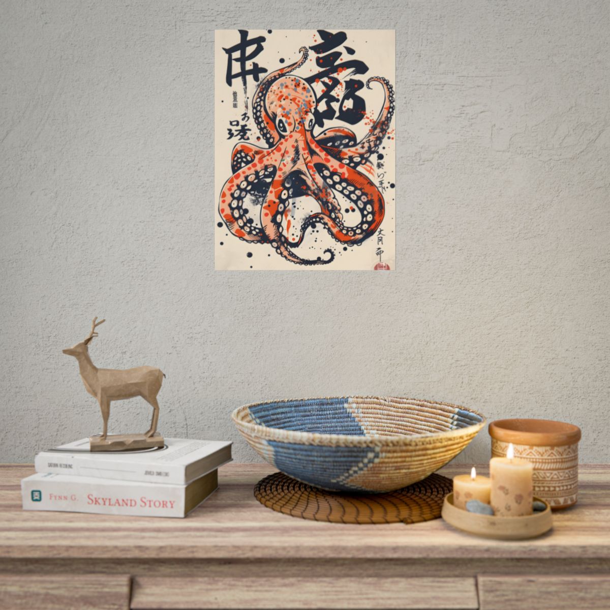 Traditional Octopus: Ukiyo-E Style Japanese Art Illustration - Poster