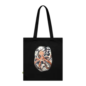 Orange Octopus with Calligraphy Tote Bag