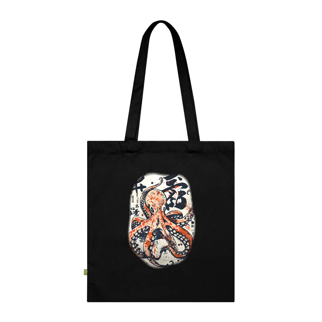Traditional Octopus: Ukiyo-E Style Japanese Art - Tote Bag (Black)