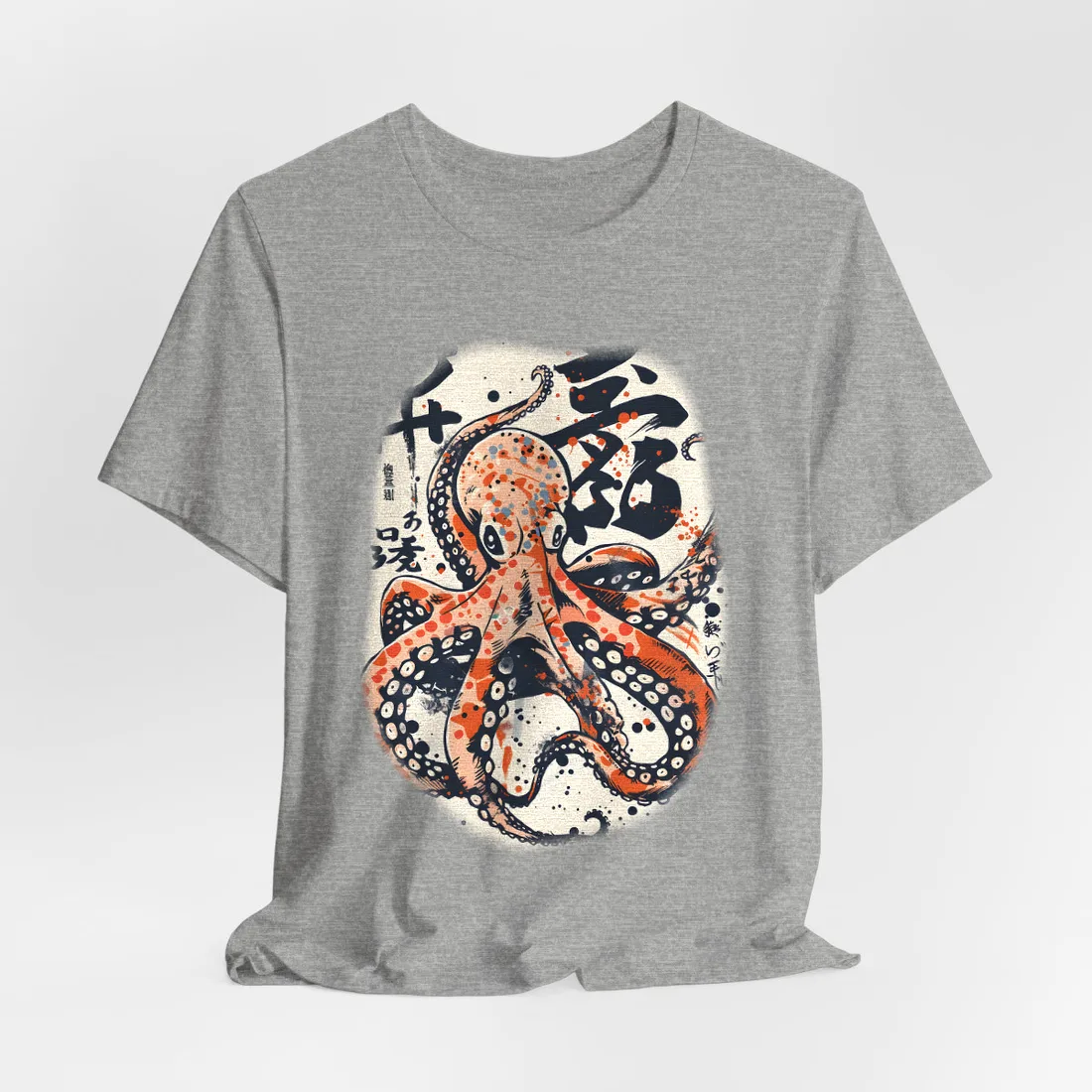 Traditional Octopus: Ukiyo-E Style Japanese Art - T-Shirt (Athletic Heather)