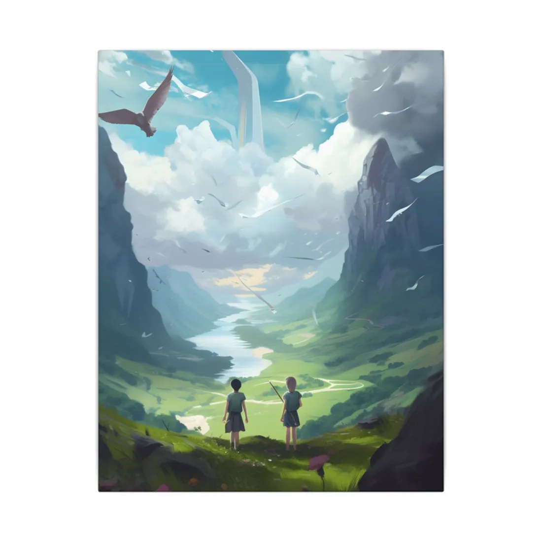 Tranquil Meadow Figures: Realistic Painting of People - Canvas