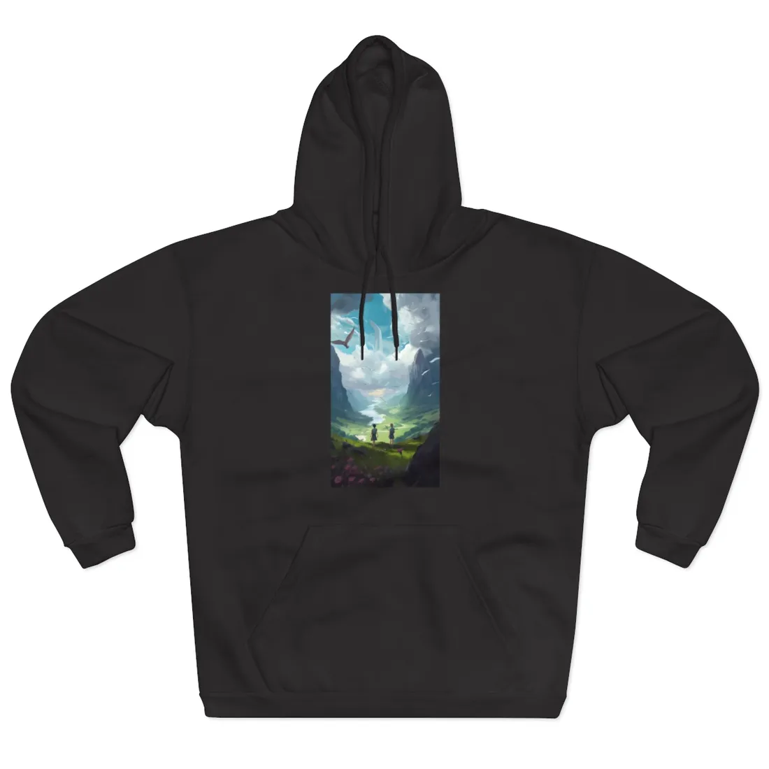 Tranquil Meadow Figures: Realistic Painting of People - Hoodie
