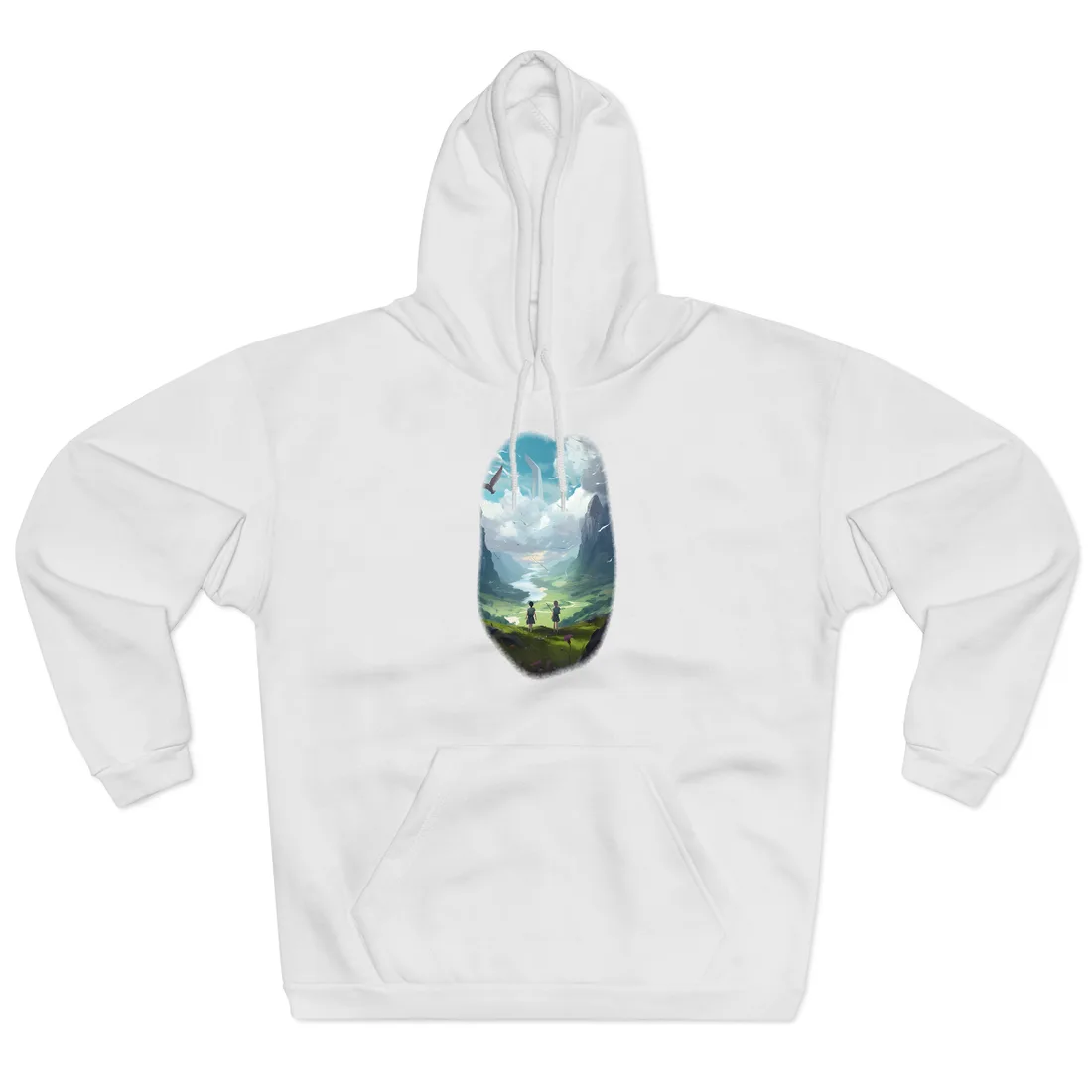 Tranquil Meadow Figures: Realistic Painting of People Hoodie - Hoodie (White)