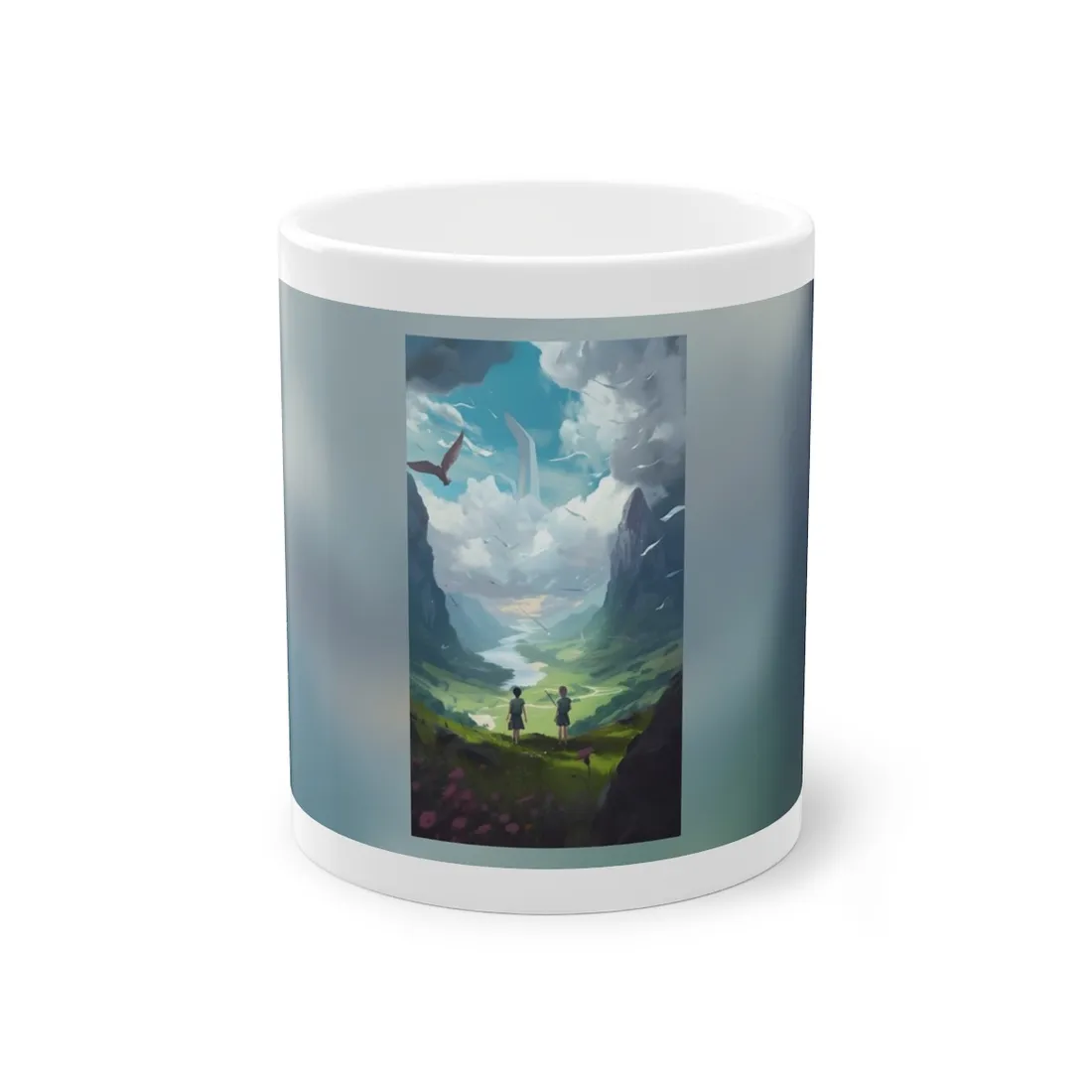 Tranquil Meadow Figures: Realistic Painting of People - Mug