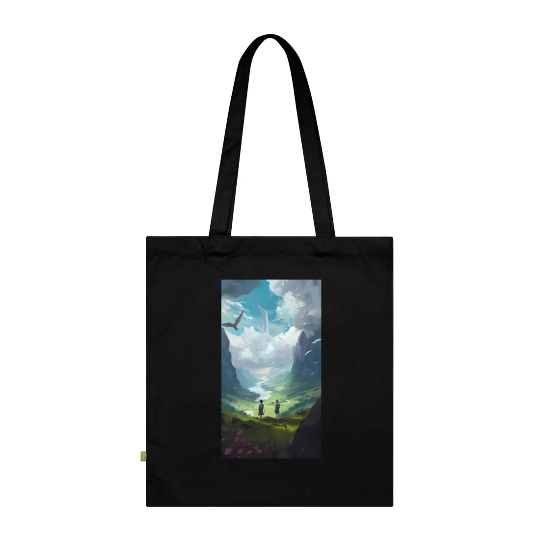Tranquil Meadow Figures: Realistic Painting of People - Tote Bag