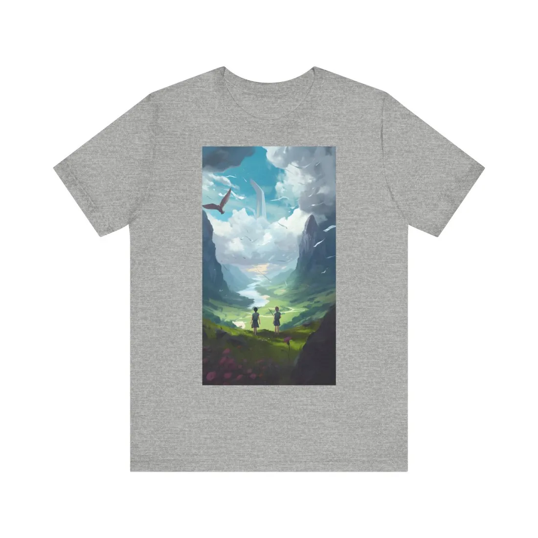Tranquil Meadow Figures: Realistic Painting of People - T-Shirt