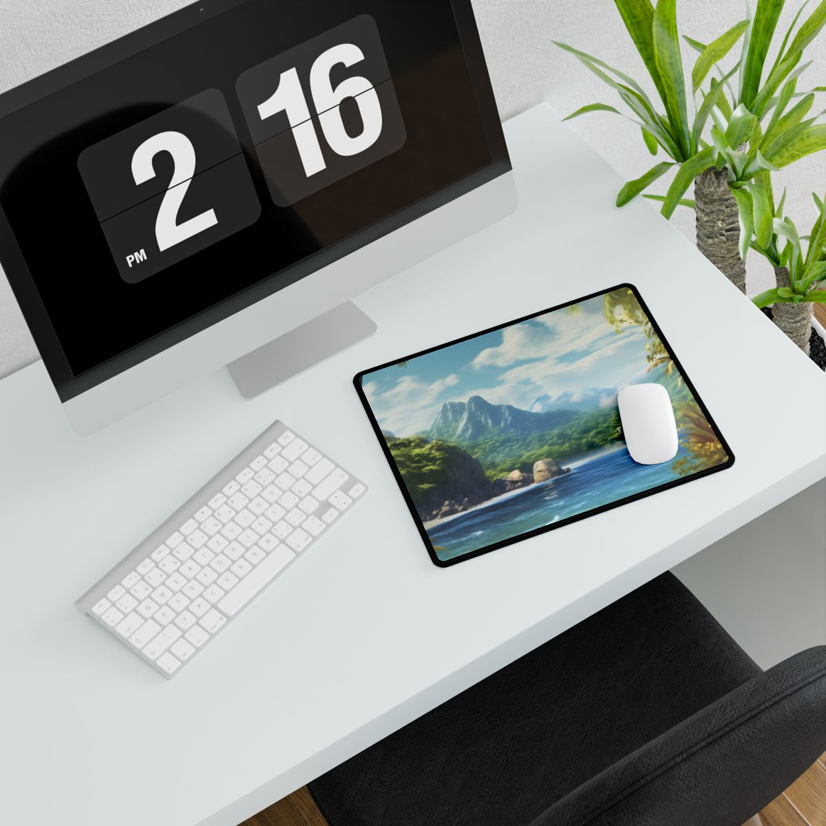 Tranquil Tropical Beach: Island Paradise Artwork - Desk Mat