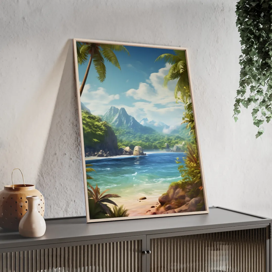 Tranquil Tropical Beach: Island Paradise - Framed Poster