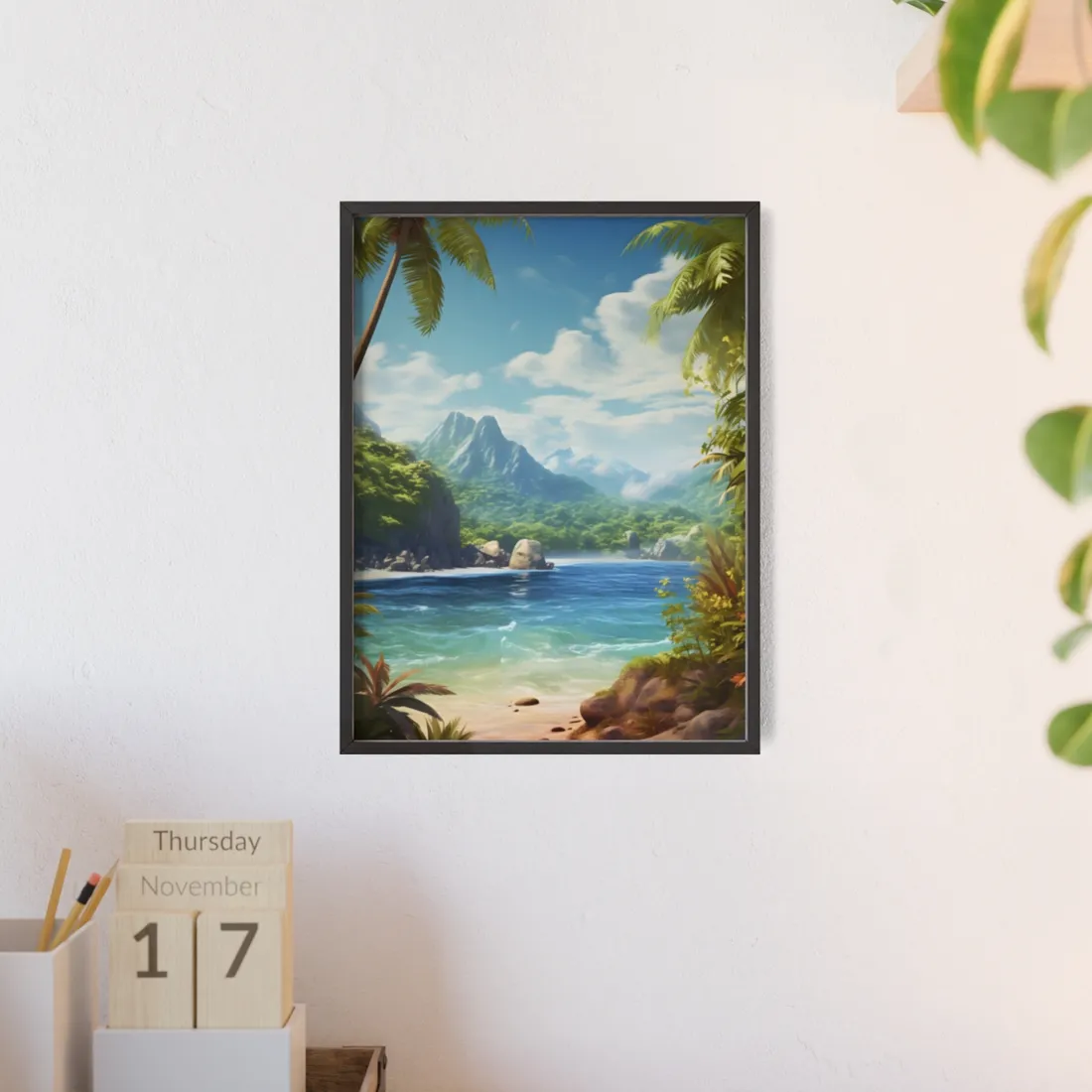 Tranquil Tropical Beach: Island Paradise - Framed Poster