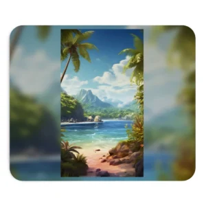 Tropical Bay with Palm Trees Mouse Pad