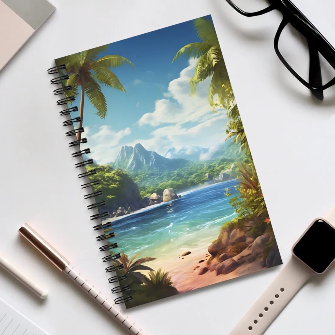 Tranquil Tropical Beach: Island Paradise - Spiral Notebook