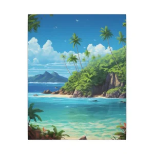 Turquoise Bay with Palm Trees Canvas Print