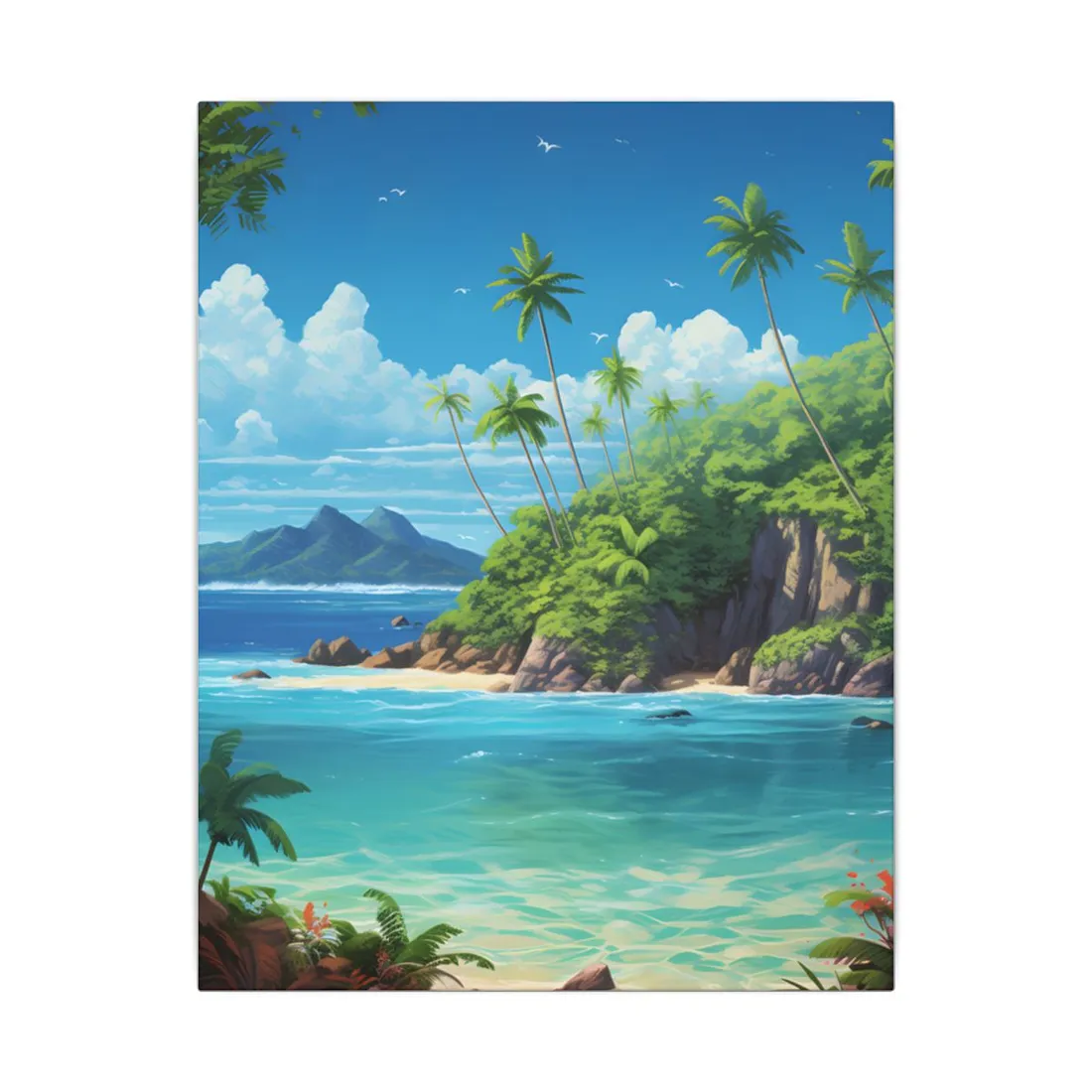 Tranquil Tropical Paradise: Calming Island Scene Art - Canvas