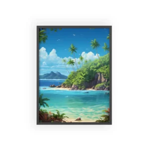 Turquoise Bay with Palm Trees Framed Poster