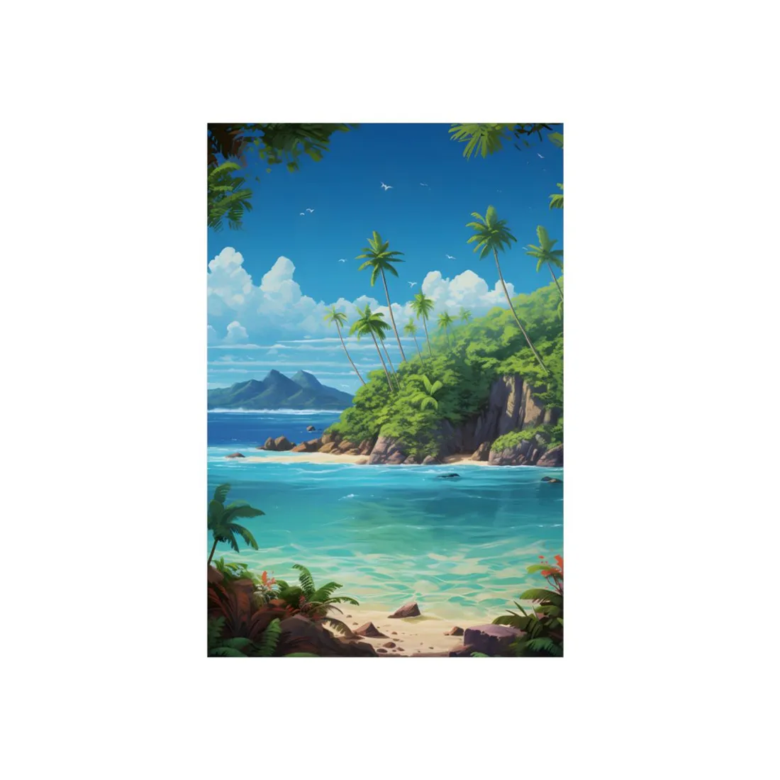 Tranquil Tropical Paradise: Calming Island Scene Art - Metal Poster